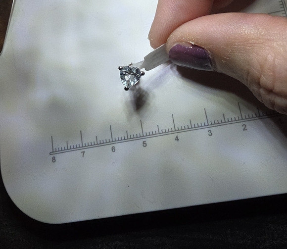 Heart-Shaped Silver Stud Earrings - Picture 4 of 4